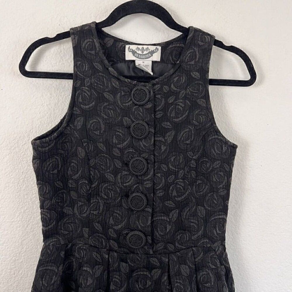 BB Dakota Grey & Black Brocade Sleeveless Fit & Flare Mini Dress Size Medium - Picture 9 of 11